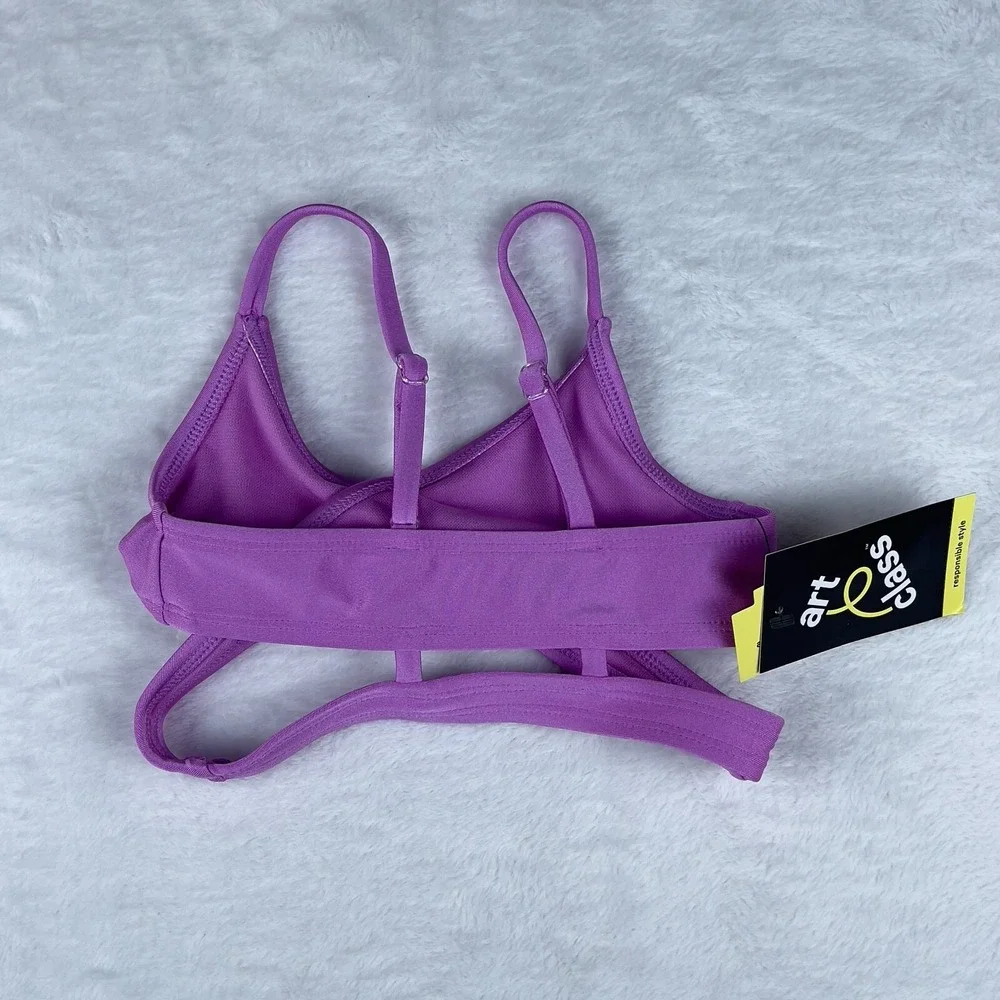 Art Class Bikini Top‎ Girls XS (4/5) Purple Solid Stretch Adjustable Strap